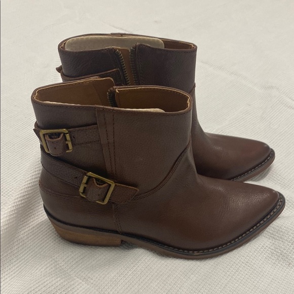 Lucky Brand Brown Ankle Booties with Double Buckle detail - Picture 2 of 12